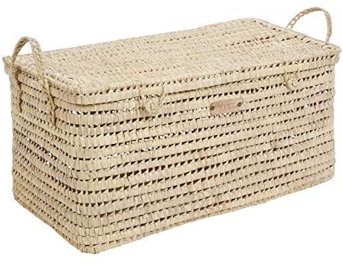 Bohome Living - Coffre de Rangement, Malle à Jouets en osier tressé, Déco Bohème Chic (80cm)