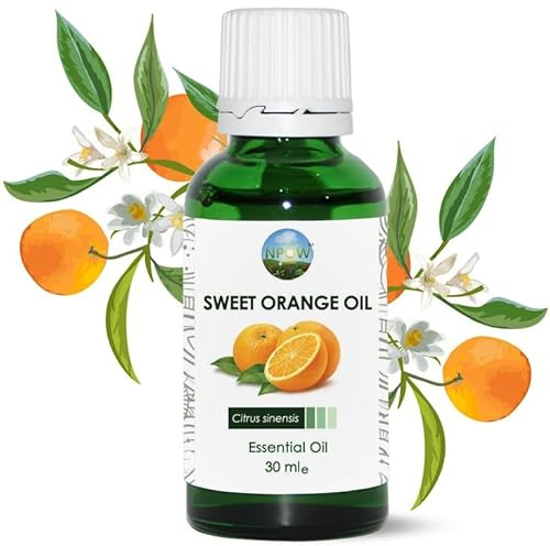 NPOW Sweet Orange Essential Oils - Pure Essential Oil Orange, Essentials Oil for Diffusers, Humidifier, Burners, Aromatherapy Oils, Candle Making - Mood Lifter for Stress Relief - 30ml