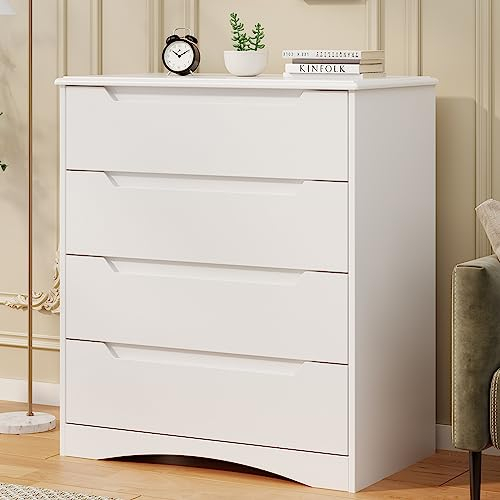 Bealife Cassettiera 4 Cassetti, Comò Camera da Letto Moderno, Mobile Contenitore per Soggiorno, 82x41x71 cm, Legno Bianco