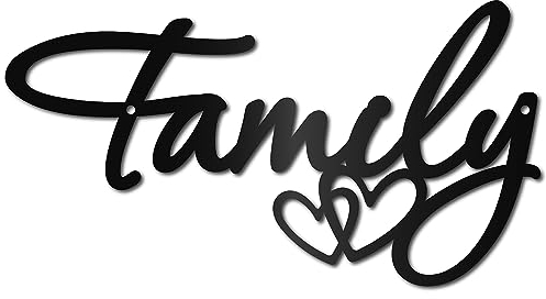 CREATCABIN Family Metal Wall Art Decor Black Wall Silhouette Hanging Decor Iron Wire Wall Art Sculpture Decoration Sign Cut Out Minimalist Blessed Ornament for Farmhouse Indoor Outdoor Home 6 x 12Inch