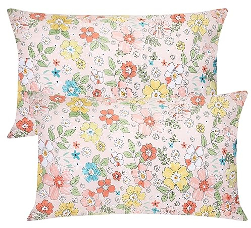 2er-Set Kissenbezug 40 x 80 cm 100% Baumwolle Kissenbezüge Für Kissen Umschlagverschluss - Kissenhülle kuschelig Blumen Stil - Schön weich Kopfkissenbezug