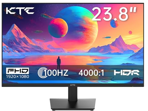 KTC Monitor da 24 pollici 1080P - 100Hz FreeSync Gaming con HDR10, montaggio VESA, inclinazione regolabile, design ZeroFrame, HDMI, VGA, porte auricolari per PC, lavoro e ufficio