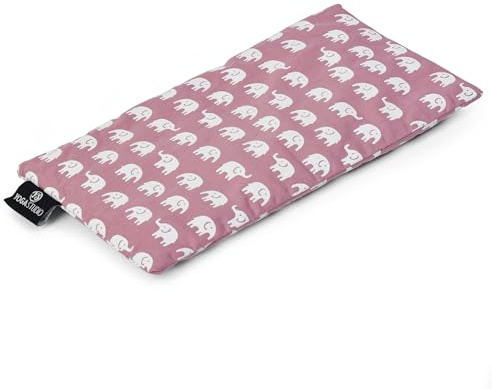 Yoga Studio Eye Pillow | 100% Organic Cotton Cover | Organic Lavender & Linseed Yoga Pillow | Stress Relief Weighted Eye Mask, Relaxation, Aromatherapy, Tired Eyes (Dusty Pink Elephant)