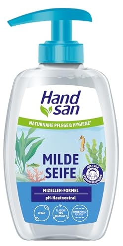 Hand san Distributeur de savon doux - Technologie micellaire - 1 x 300 ml - Végétalien - Convient également pour le nettoyage du visage - Démaquillage en douceur