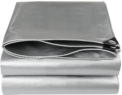 Silber Abdeckplane Schutzplane Bootsplane mit Ösen Leicht Abwaschbar Wetterfeste Allzweckplane, 0.32mm für Artenmöbel Holz Pool Trampolin Auto, Anpassbar blais (Color : Silver, Size : 6x15m)