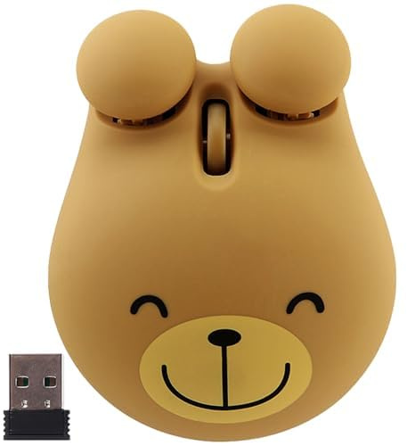 Kabellose Maus – niedliche Tierbär-Form, ergonomisch, tragbar, leicht, für Reisen, optische schnurlose Mäuse mit 2,4 G USB-Empfänger für PC, Laptop, Computer, Desktop, Studenten, Kinder, Jungen