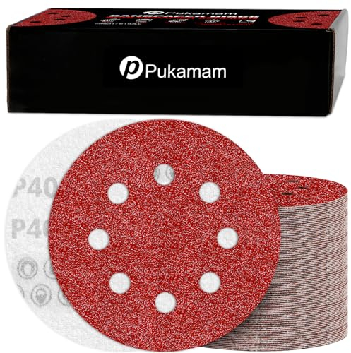 120PCS 125mm Sanding Discs 40 Grit for Random Orbital Sander Hook and Loop Sandpaper Set