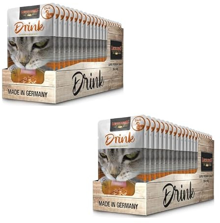 Leonardo Drink Duck | Doppelpack | 2 x 20 x 40 g | Ergänzungsfuttermittel für ausgewachsene Katzen | In praktischen Einzelportionen | Getreidefreie Fleischbrühe