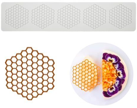 YapitHome Wabenform Prägematten, Hexagon Honeycomb, silikonformen | Spitzen-Fondant-Formen, Kuchen Fondant Form, Für Kuchendekoration, Schokolade, Mousse, Fondant