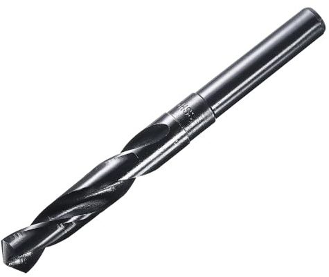 sourcing map 15mm Drill Bit 1/2 Reduced Shank 4341 High-Speed Steel | Twist HSS Nitriding Black 135° for Light-duty Soft Metal Aluminum Alloy Wood Plastic