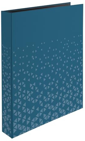 HERMA Ringbuch A4 Blau, schmal, 4 Ringe, 46 mm breit, Ringordner mit veredeltem Dreieck Muster und Softtouch Oberfläche, Hardcover Ordner für Fotohüllen, Prospekthüllen und Sammelhüllen