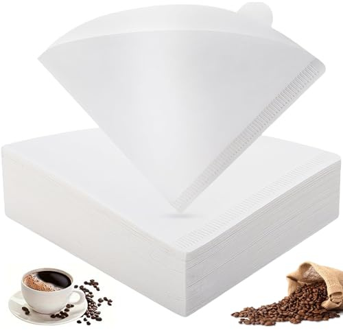 100 filtri di carta per caffè, filtri per caffè in carta compatibile con V60 usa e getta non sbiancata, per macchina da caffè versata e gocciolante, per gocciolatori e caffettiere (bianco)