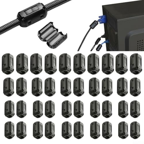Besttoolifes 40 Stück Ferritkerne für Kabel Ummantelte Wellenfilter Ferritkern Ferritring Entstörfilter Faltbare Ferrit-Ferritkerne für RFI, 3,5 mm, 5 mm, 7 mm, 9 mm