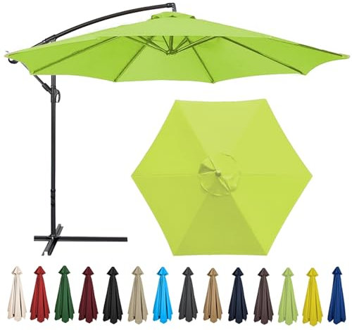 Parasole di ricambio per ombrellone da 200 cm, 2,7 m, 300 cm, impermeabile, anti ultravioletto, copertura in tessuto per ombrellone da giardino, con 6/8 braccia, verde erba, 6 costole, 3 m