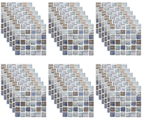 Adesivi per Piastrelle 20x20cm Adesivi per Piastrelle 3D Mosaico Impermeabile PVC Autoadesivo Decorazione Adesivi Pavimento Bagno Cucina Parete Fai da Te Parati Impermeabile Buccia (36)
