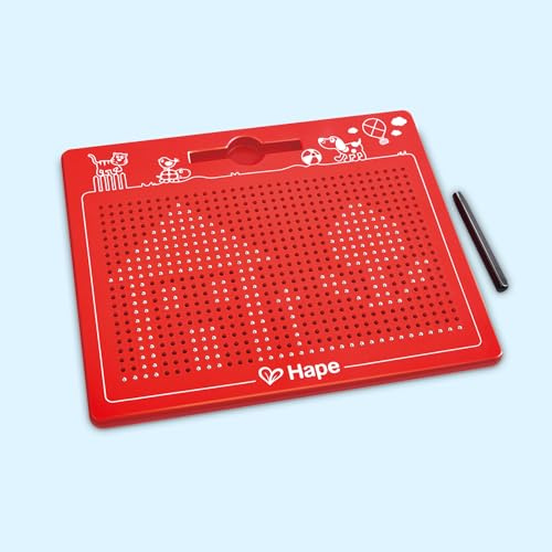 Hape Magnetische Zeichentafel - zum Mitnehmen, rot, groß 280 x 255 x 12 mm, Magnettafel und Maltafel für Kinder, Zeichnen und Schreiben lernen, Kreativspielzeug & Lernspielzeug, für Kinder ab 3 Jahren