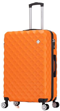 Preston Morgan Suitcase Large on 4 Dual Spinner Wheels Super Lightweight ABS Hard Shell Hold Check in with Built-in TSA Lock (Orange, 112 Liter)