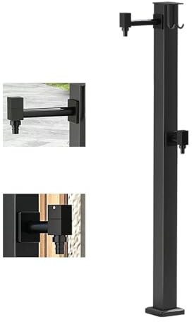 Columna de agua para el jardín, columna dispensadora de agua para exteriores, poste de fuente de riego, hidrante independiente, grifo para grietas heladas en invierno con 2 piñas y ganchos (80 cm)