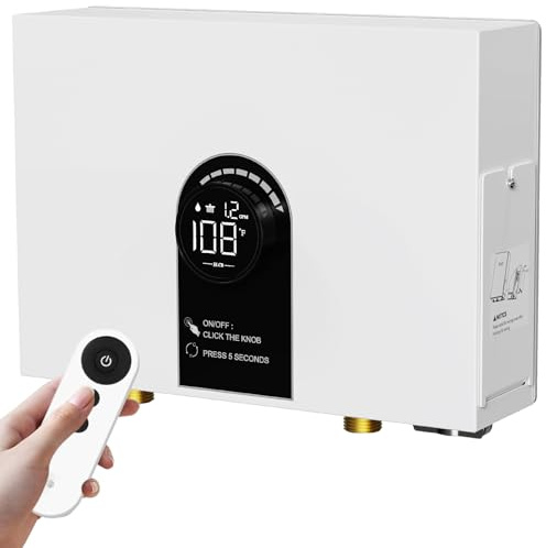 Calentador de agua eléctrico sin tanque, calentador de agua caliente instantáneo de 8 kW y 240 V para punto de uso y agua sin fin, certificado CSA con visualización de temperatura, autodulación y