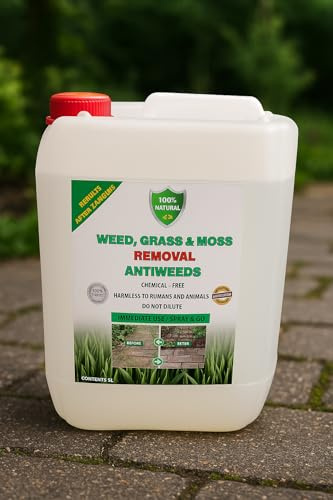 AntiWeed Weed Killer 5L Ready to Use | Fast Acting 100% Natural Weedkiller, 5 Litre Pro Weed Killer | Harmless to Humans and Animals Environmentally Friendly Professional Industrial