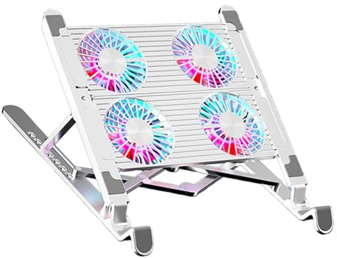 NONGYU Almohadilla de refrigeración LED para laptop, enfriadores de laptop, soporte de refrigeración con ventilador de refrigeración silencioso, soporte plegable para laptop, bajo consumo de energía