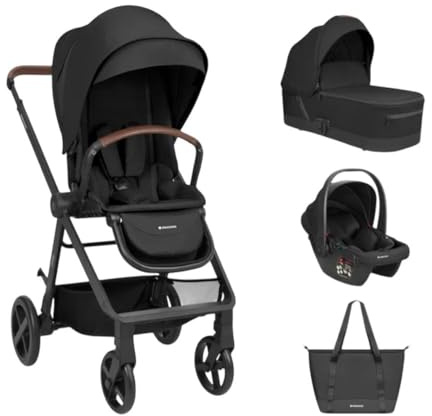 Kikka boo Kombikinderwagen Mia 3 in 1 Babywanne Babyschale Wickeltasche Matratze schwarz