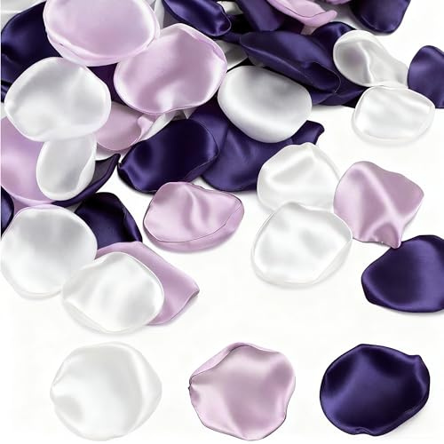JNYUTEEN 300 Pezzi Petali di Rosa Seta, Petali di Rosa Artificiali Riutilizzabili, Petali Fiori Viola Lilla Bianco per Matrimonio San Valentino Decorazioni