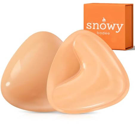 the snowy. bodee Sticky Bra Inserts for Women Reusable Stick Bra Double Sided Strapless Bras Waterproof Adhesive Bra Pads Push Up for B Cup Beige
