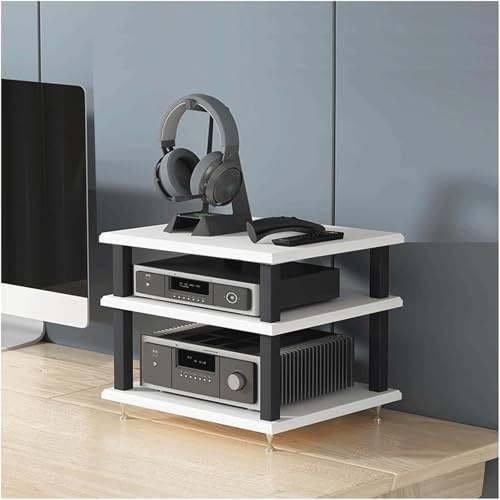 Rack audio a 2/3/4 ripiani, per apparecchiature audio, stereo, in legno, per HiFi, audio-video, resistente agli urti (Wei, 2 livelli)