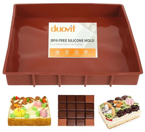 duoyif Silikon Backform Rechteckig Groß - 30 x 26 x 4 cm - Kastenform Antihaft BPA-frei - Kuchenform Eckig Brotform Für Schokolade Kuchen, Brownies, Mousse, Brot, Käsekuchen, Gelee & Desserts