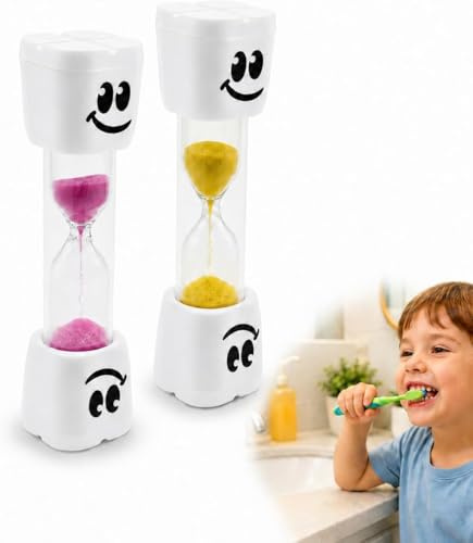 2Piezas Rosa + Amarillo 2 Minutos Reloj de Arena para Cepillarse los Diente | Reloj Arena 2 Minutos para Cocina Oficina Juegos Cepillado de Dientes Gestión del Tiempo Práctico para Niños y Adultos Diario