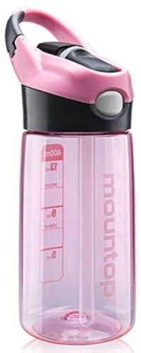 mountop Kids Water Bottle with Straw Lid and Handle, Easy Use for Girls and Boys, BPA-Free Pink