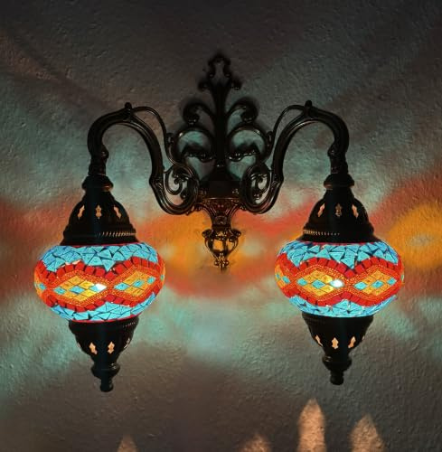 Samarkand - Lights Doppel Glas Wandleuchte Mosaik Orientalische Wandlampe | Mosaiklampe, M