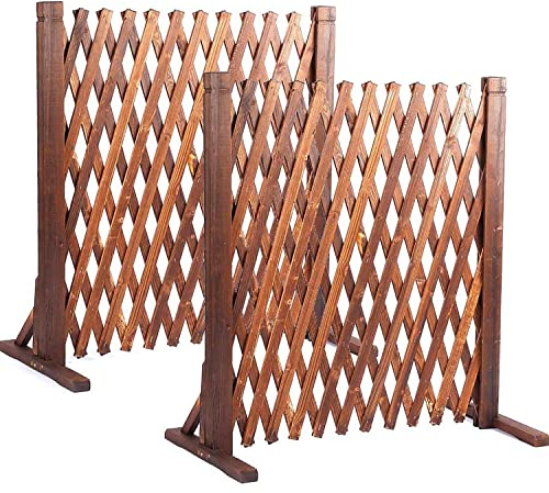 uyoyous Ausziehbarer Instant-Zaun, 2 Stück, erweiterbar, freistehend, Holz, Gartenzaun, einziehbar, Holzzaun, Tor, Pflanzenschutz, für Zuhause, Hof, Garten, Pflanzen, Klettern, Trennwand, dekorativ