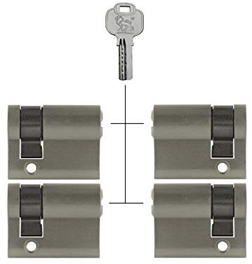 4X Euro Profile Half Cylinders 40mm 30/10, Keyed Alike, with 20 Keys (Locking Nose Adjustable to 8 Positions)