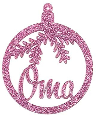 personalisierte Weihnachtskugel, Glitzer Ornament, Weihnachtskugel mit Name, Motiv Zweige, Farbe wählbar