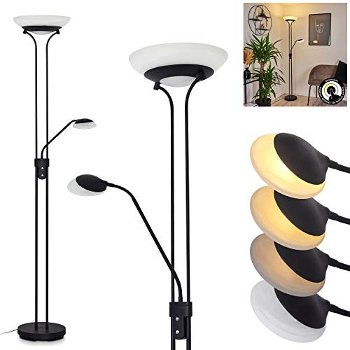 LED Stehleuchte Mairoa, Bodenlampe aus Metall in schwarz, moderne Stehlampe mit An-/Ausschalter am Gehäuse und stufenlos dimmbar, 1 x LED 27 Watt, max. 3150 Lumen, 3000 Kelvin, mit Lesearm