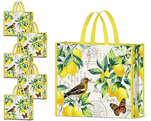 NymphFable 5-Pack TygpåSe åTeranväNdbara Citroner Bird Butterfly ShoppingpåSar TväTtbara Matkassar I Tyg
