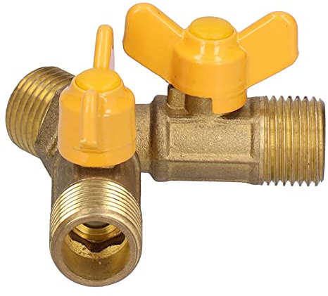 Valvola a Sfera del Gas Tubo in Ottone Tubo Flessibile a 3 Vie a Forma di Y Valvola a Sfera di Chiusura G1/2 Filetto Maschio Uscita Splitter Connettore a Y con 2 Valvole Splitter per Tubo Flessibile