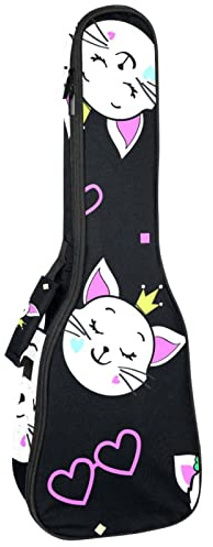 Ukulele väska enhörning katter i hjärtformat glas ukulele fodral för Sopran Tenor konsert 23 tum 10 mm tjock mjuk vadderad justerbara remmar spelväska
