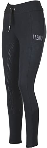 Lazura - Reitleggings für Damen Hanna | Vollbesatz aus Silikon | Reithose mit 2 seitlichen Handytaschen & Weitenregulierung | Vollbesatzreithose in Schwarz | Reitbekleidung in Größe 38