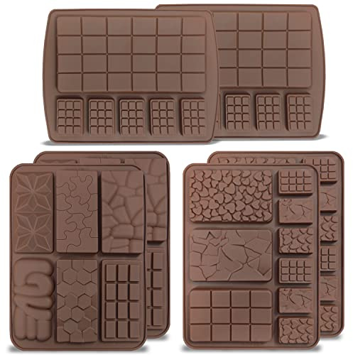 42 Stück(6 Bretter) Auseinander brechen Schokoladenform, VEINARDYL Silikon Waffelformen Formen für Protein- und Energieriegel zum Fondant Süssigkeit Wachs Schmelzen