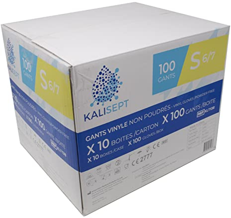KALISEPT INTCO 100 guanti in vinile, medici e industriali, di alta qualità, standard validi, non polverizzati, 10 pezzi