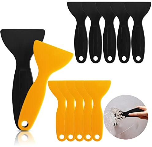 12 Stück Kunststoff Spachtel Set, 3D Druck Spachtelmesser Schaber Luftblasenentferner Werkzeuge, Tapetenschaber Spachtelschaber Kunststoffspachtel für Harz Entfernung und Patchen
