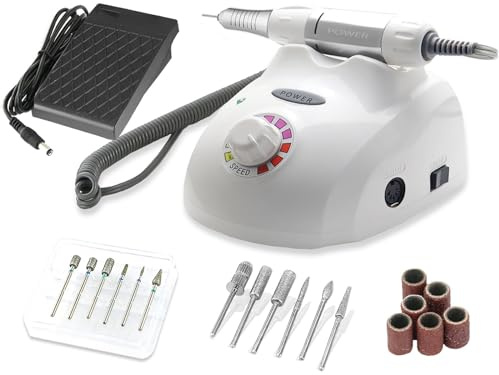 Profi Fußpflegegerät mit Diamantschleifer-Set zur Nagelpflege 30.000 U/min | Maniküre-Pediküre Fusspflegegerät mit 2 hochwertigen Diamantschleifer-Sets für die Nagelpflege und Hornhautentfernung