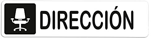 Becral® - Señal adhesiva de PVC DIRECCION | Placa puerta PVC BLANCO | Señal informativa | Cartel Puerta 200X50mm