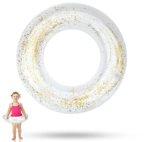Pailletten Schwimmring Transparent Schwimmring Pool Schwimmer Gummischwimmrohr Wasser Pool Spielzeug Regenbogen Schwimmen Schwimmer für Sommer Pool Strand Party Kinder Erwachsene