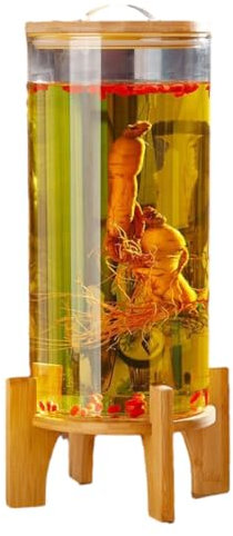 LYXXW Distributori di Bevande a Prova di Perdite 15l con Rubinetto e Coperchio in Acciaio Inox, Brocca di Vetro per Cocktail A Bocca Larga, Facile da Riempire,15L