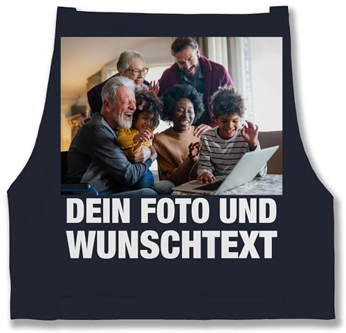 Geschenk mit Namen personalisiert by Shirtracer - Schürze - Erwachsene - Geschenk mit Bild I eigenem Foto I Name I eigener Text I Wunschtext