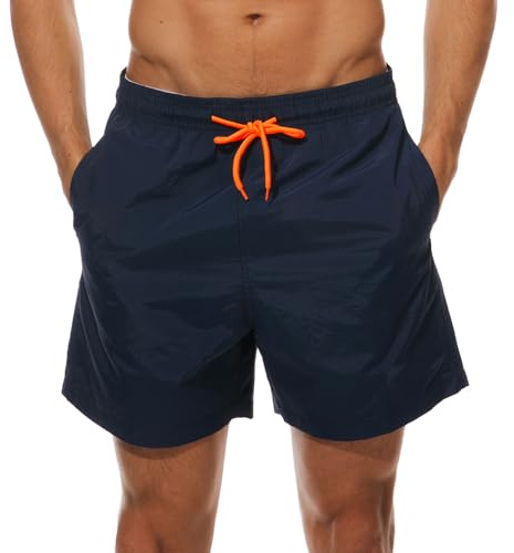 Arcweg Badehose für Herren Jungen Badeshorts für Männer Kurz Schnelltrocknend Beachshorts Boardshorts Strand Shorts mit Mesh-Futter und Verstellbarem Tunnelzug New Dunkelblau XXL(EU)